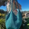 bolso turquesa comprimido menos 100kb Bolso shopper de crochet azul petróleo llevado al hombro
